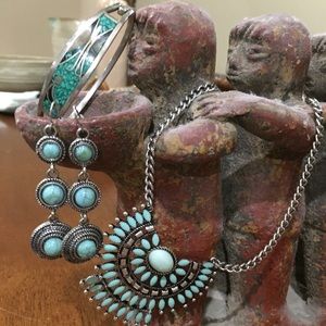 Turquoise and silver jewelry bundle.